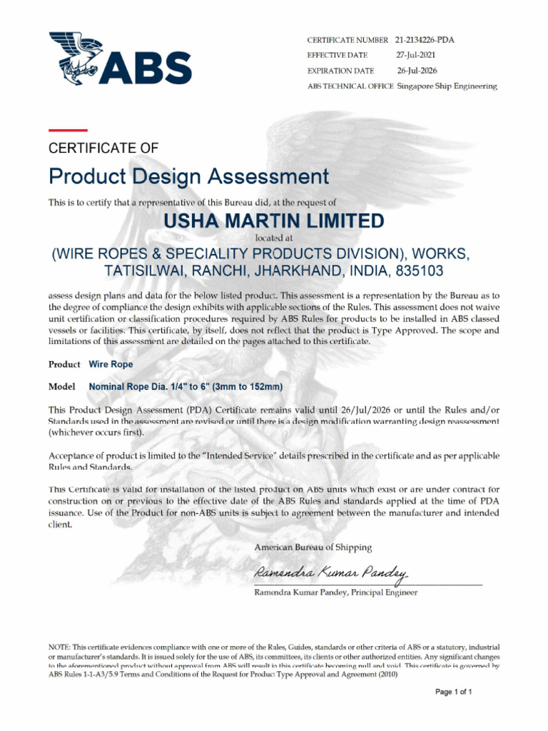 ABS PDA Cert 21 2134226 PDA API Spec 9A and ISO 10 - 250926 - 090231 | PDF