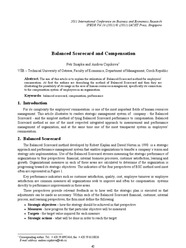 Compensation & Balanced Scorecard | PDF | Employment | Strategic Management