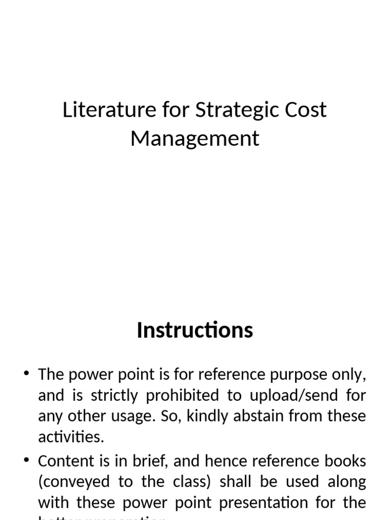 Strategic Cost Management Overview | PDF | Six Sigma | Supply Chain ...