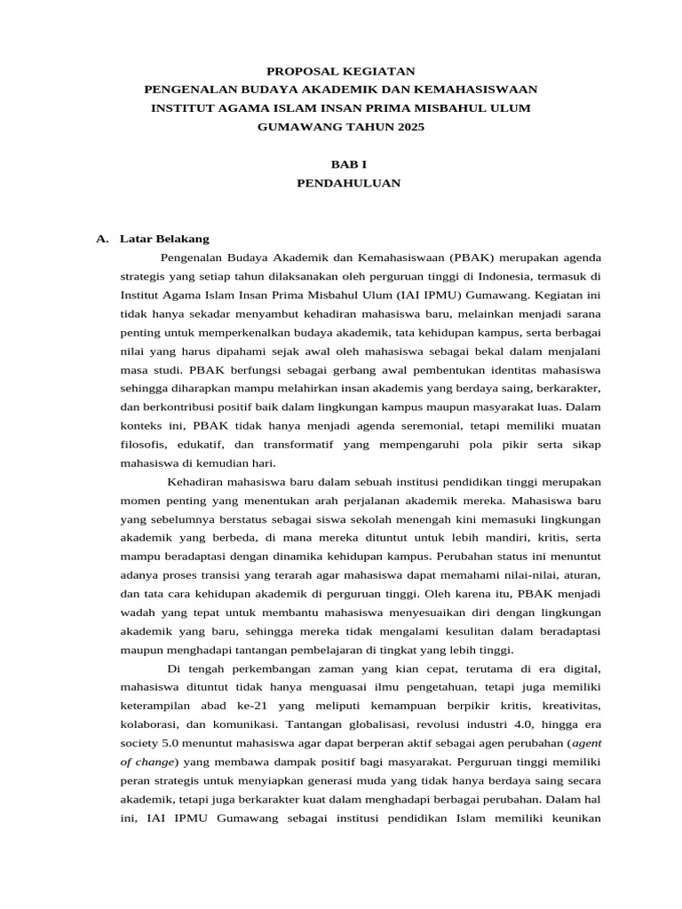PBAK IAI IPMU: Budaya Akademik 2025 | PDF