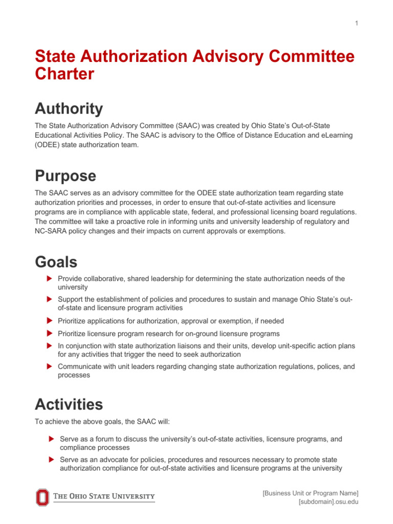 State Authorization Advisory Committee Overview | PDF | Regulatory ...