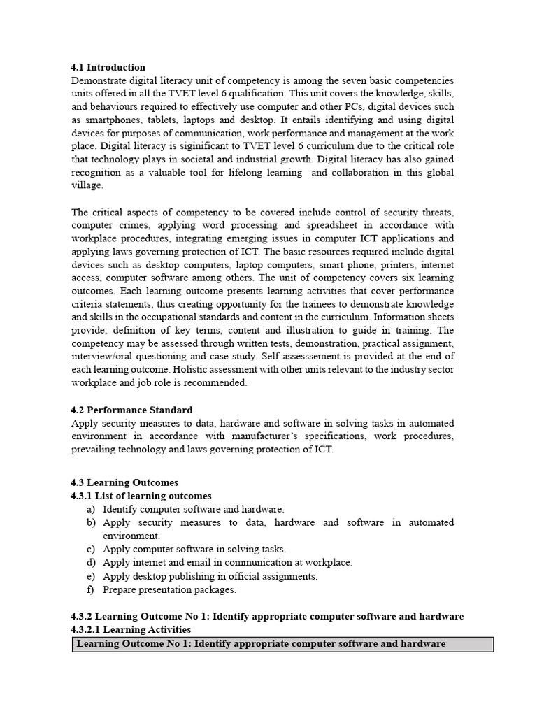 Digital Literacy in TVET Level 6 Curriculum | PDF | Operating System ...