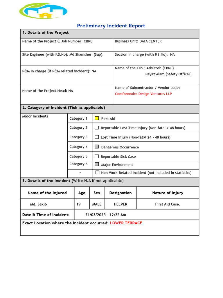 Pir - Cbre-Cdvl - Ref-01-Nsr. | PDF | Safety | Occupational Safety And ...