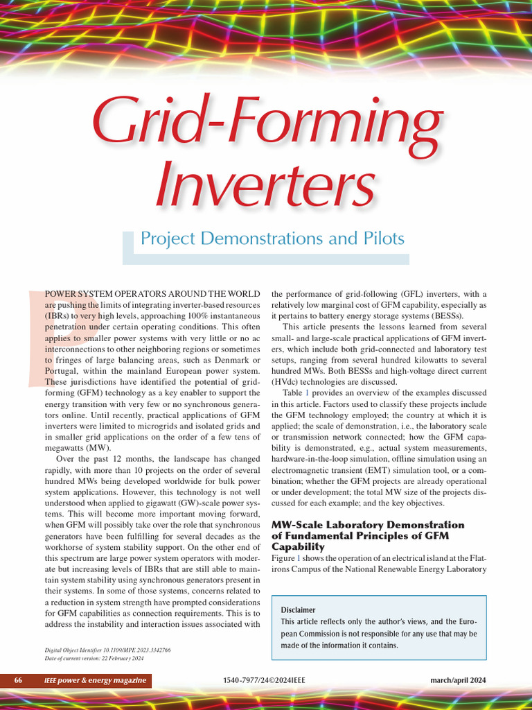 Advancements in Grid-Forming Inverters | PDF | Electrical Grid | Power ...