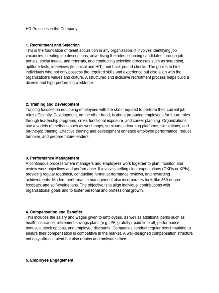 Comprehensive HR Practices Overview | PDF | Employment | Recruitment