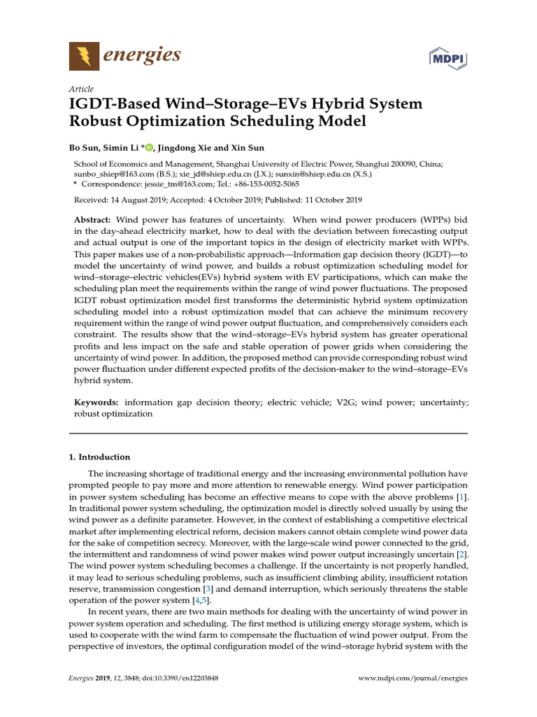 energies-12-03848-v3 | PDF | Wind Power | Mathematical Optimization