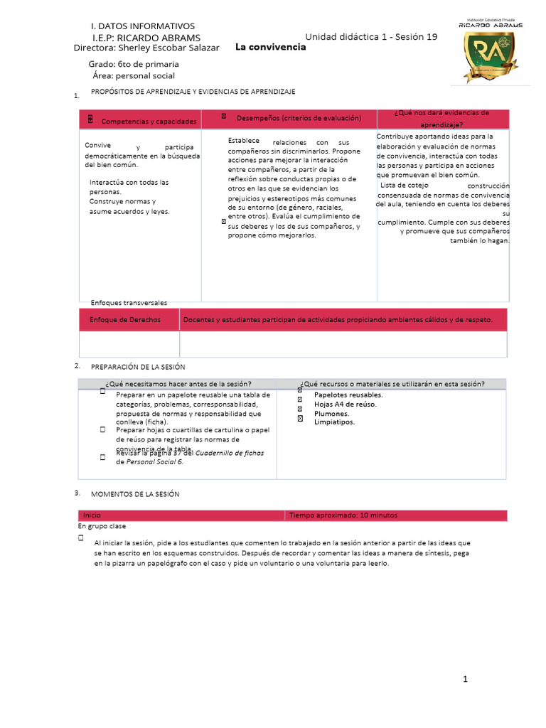 Normas de convivencia en el aula | PDF | Salón de clases | Aprendizaje