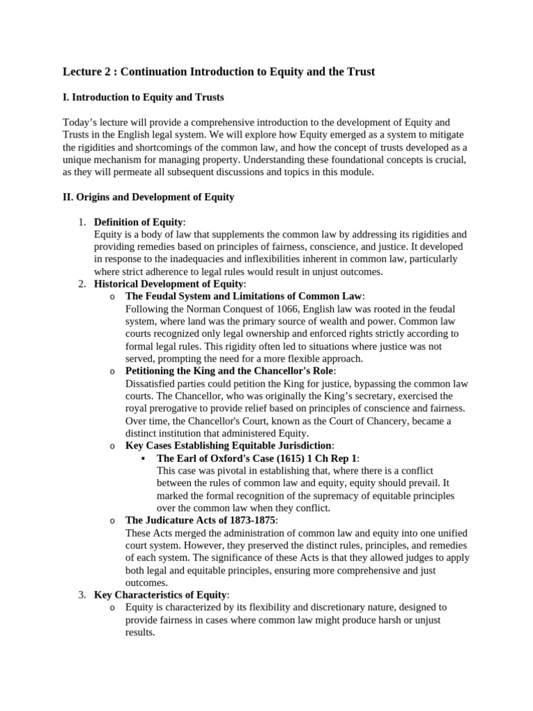Introduction to Equity and Trusts | PDF | Equity (Law) | Legal Remedy