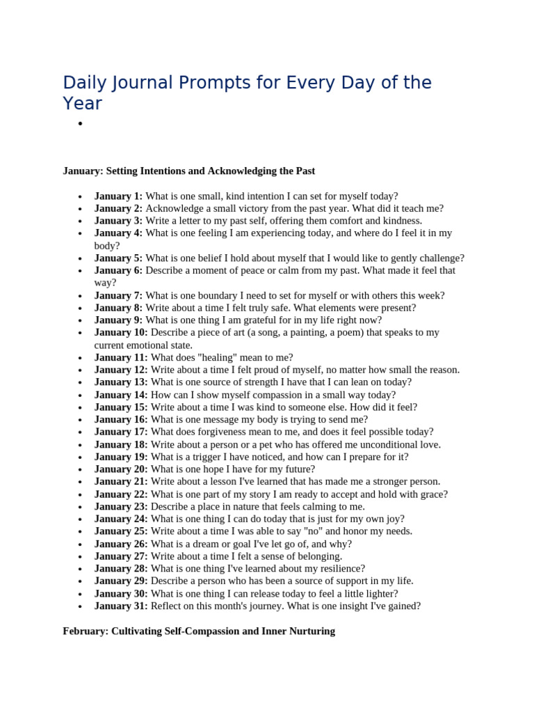 Daily Journal Prompts for Self-Reflection | PDF | Feeling ...