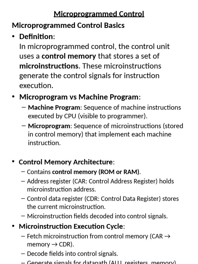 Microprogrammed Control Unit Overview | PDF | Office Equipment ...