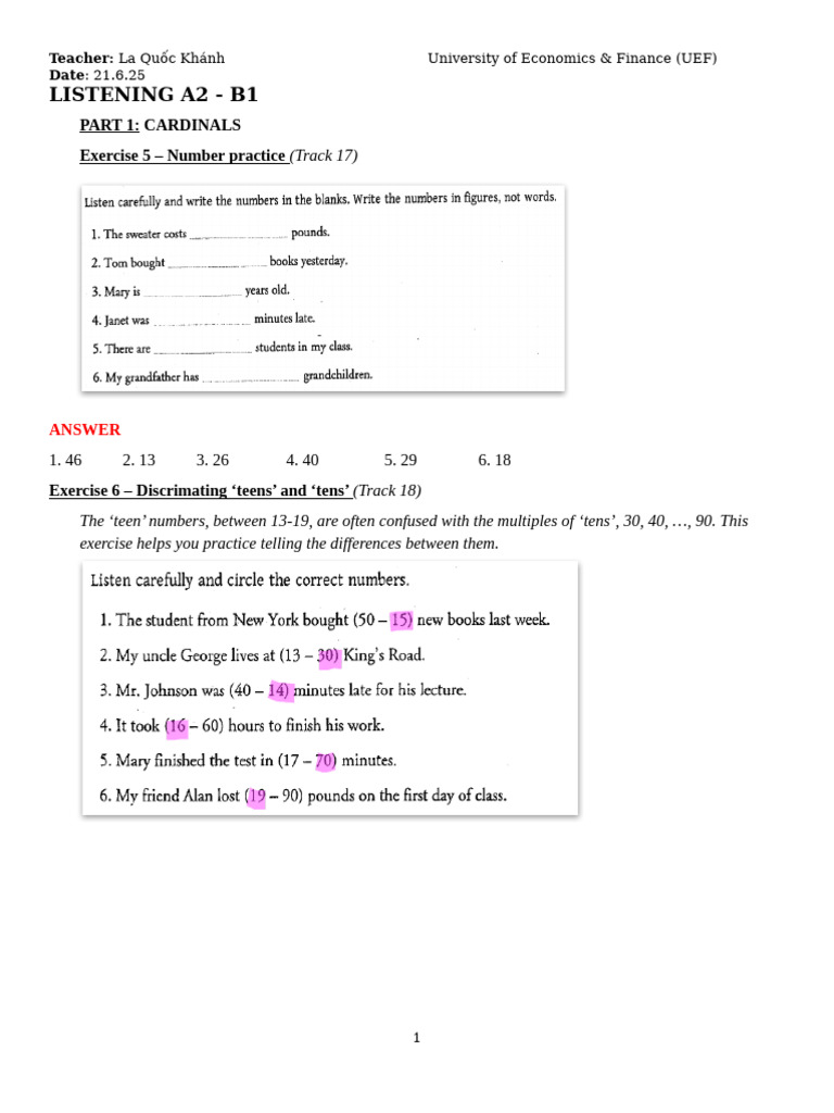 Lesson 19 - Listening Exercise | PDF | Linguistics | Linguistic Morphology
