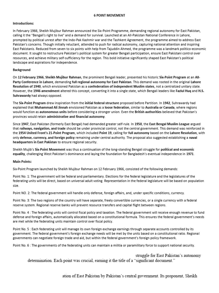 6 POINT MOVEMENT | PDF | Pakistan