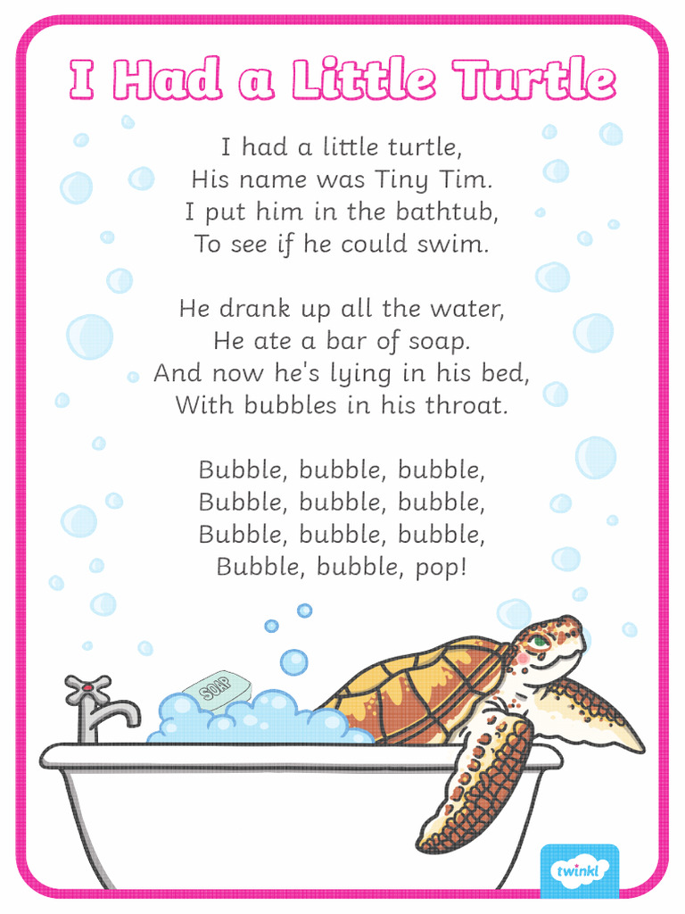 Fun Nursery Rhyme: I Had a Little Turtle | PDF
