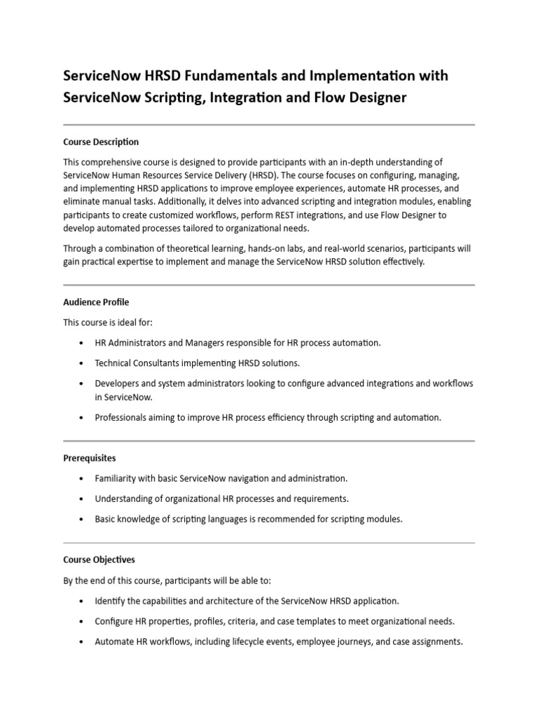 ServiceNow HRSD Implementation Course | PDF | Software Engineering ...