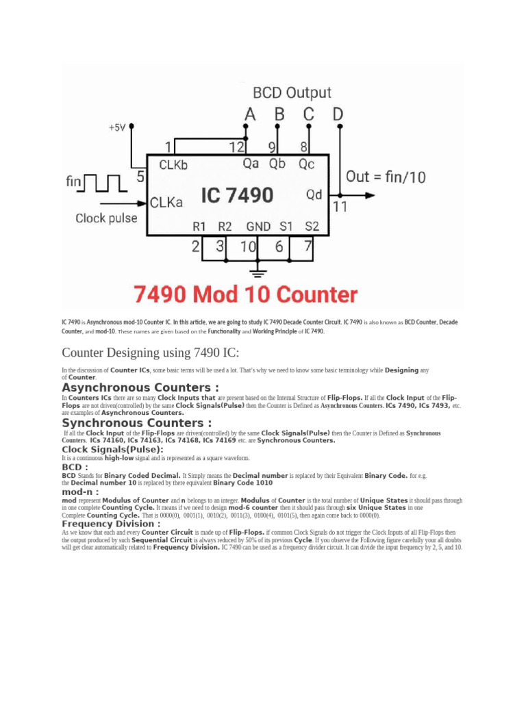 IC 7490 Decade Counter Overview | PDF | Telecommunications Engineering ...