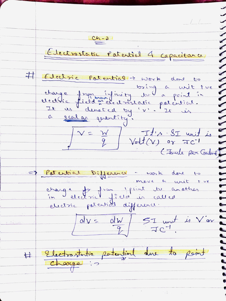 Electrostatic Potential and Capacitance | PDF