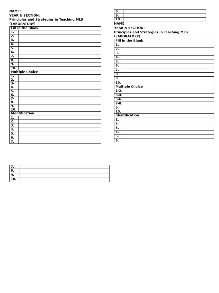 Answer Sheet | PDF