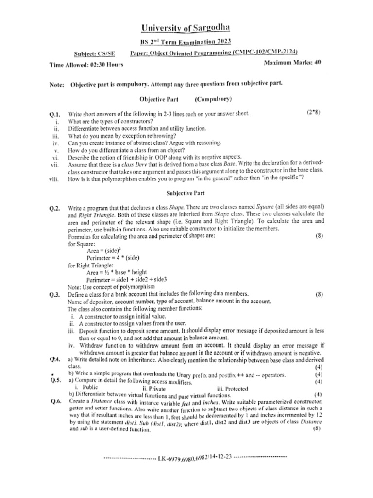 OOP Cs 2023 | PDF