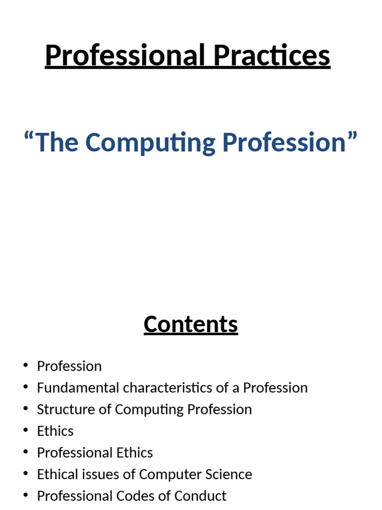 Ethics in the Computing Profession | PDF | Professional Ethics
