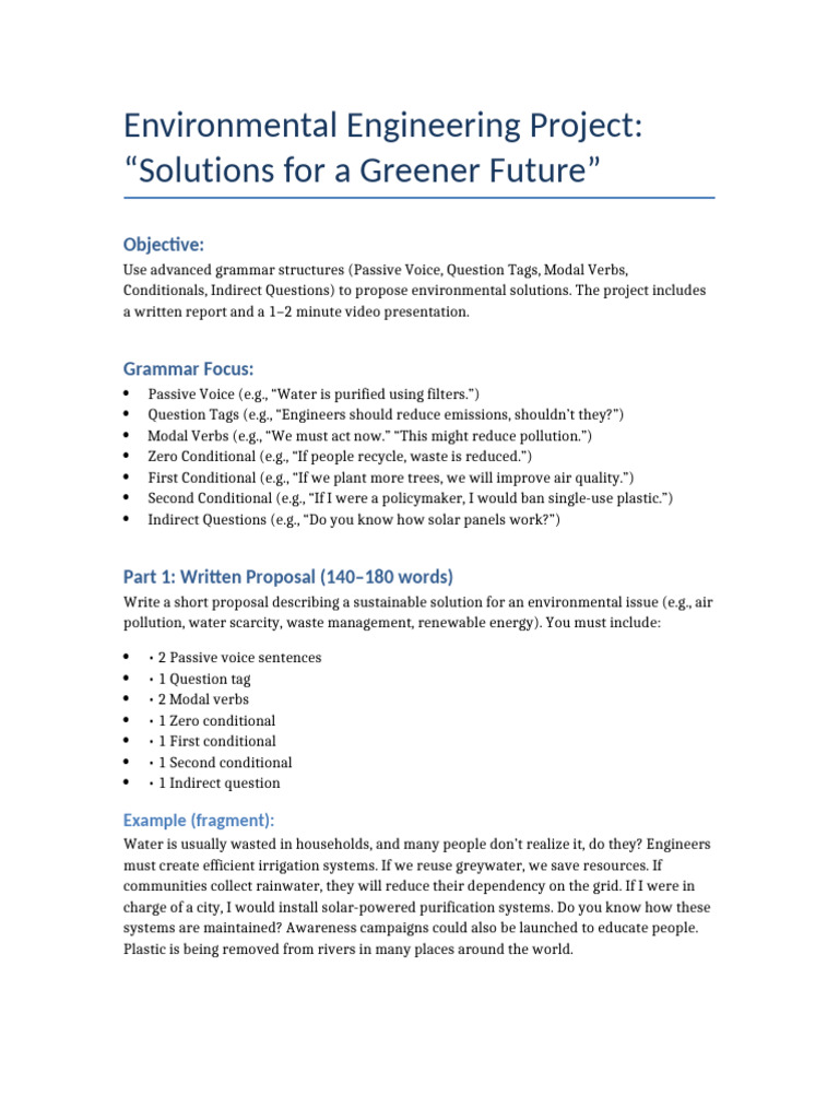 Environmental Solutions Project Guide | PDF
