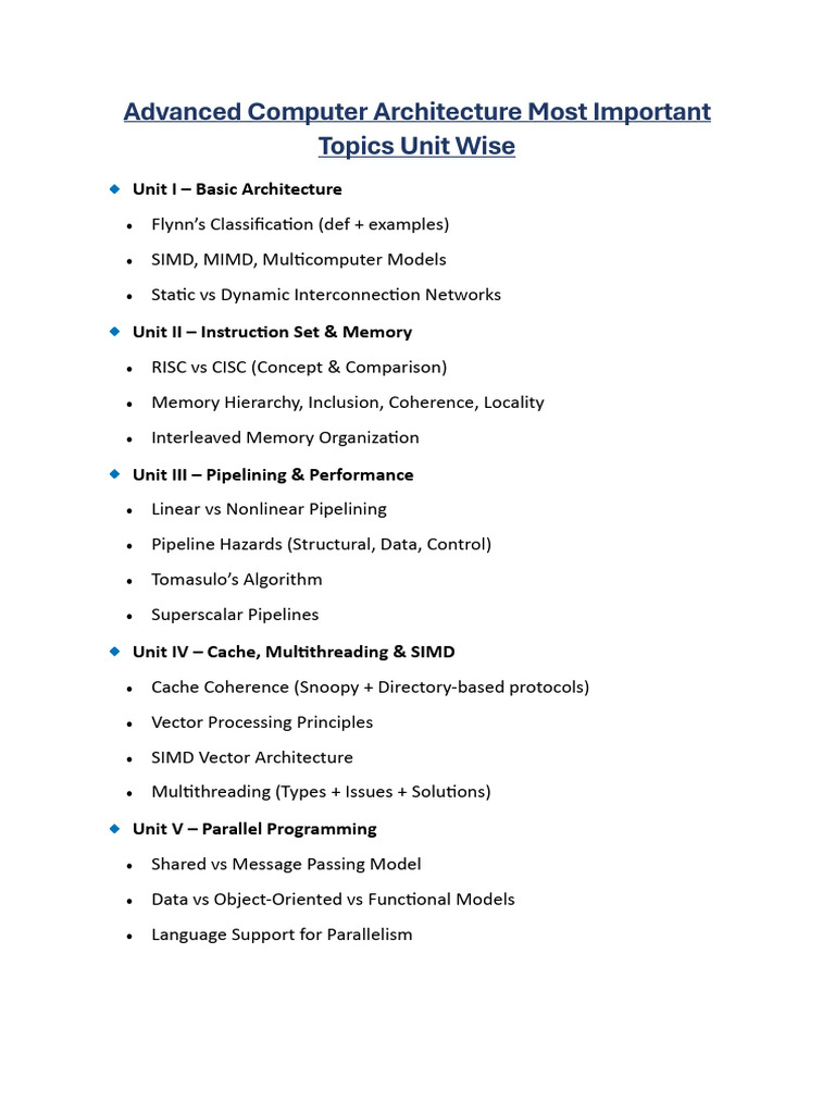 Key Topics in Advanced Computer Architecture | PDF