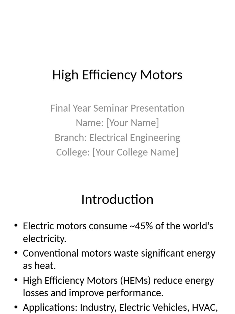 High Efficiency Motors Overview | PDF | Electric Motor | Electric Vehicle