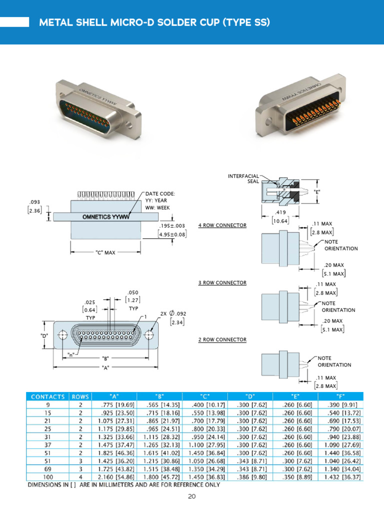 Metal Shell Micro-D Solder Cup Specs | PDF