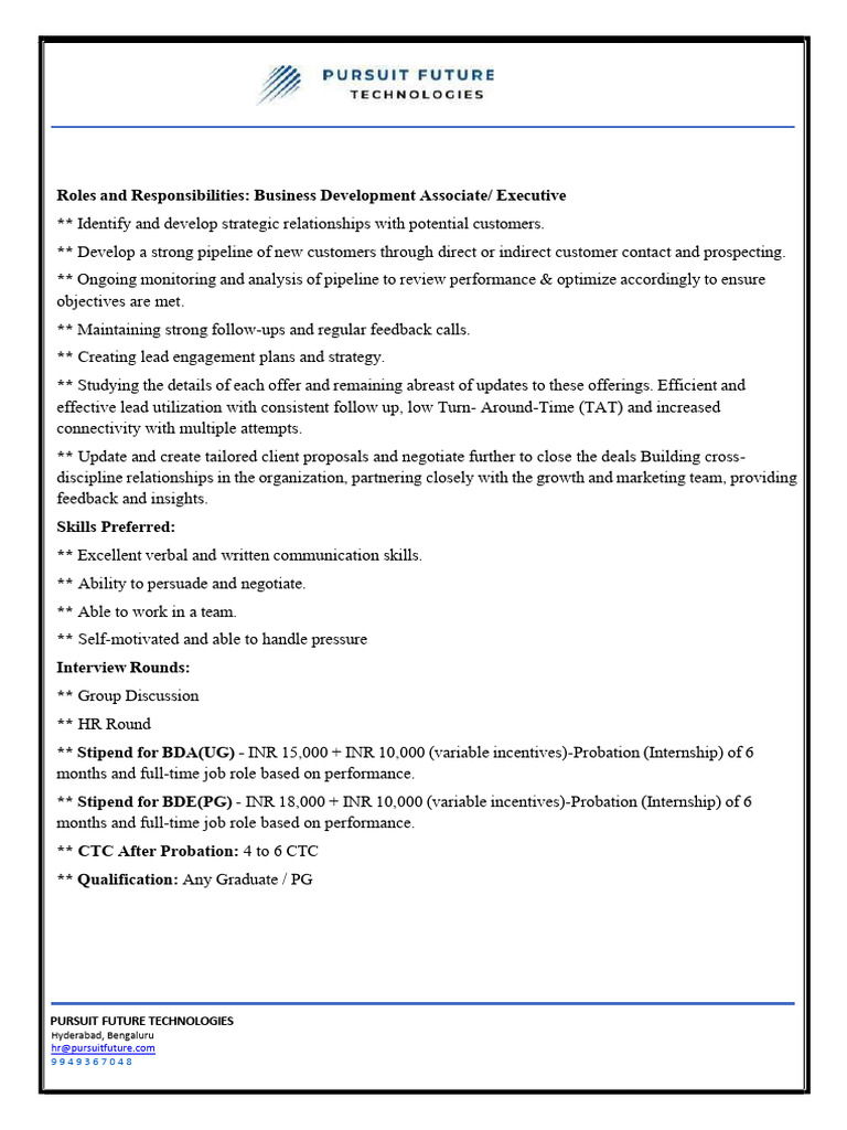 Business Development Associate Roles | PDF