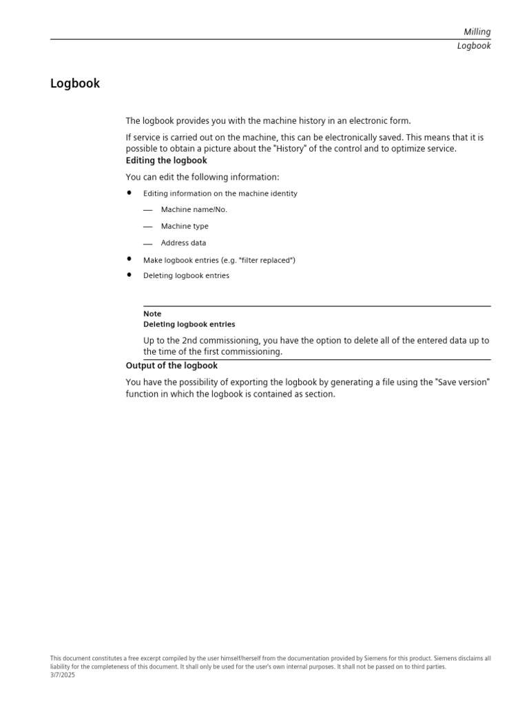 Electronic Machine Logbook Guide | PDF