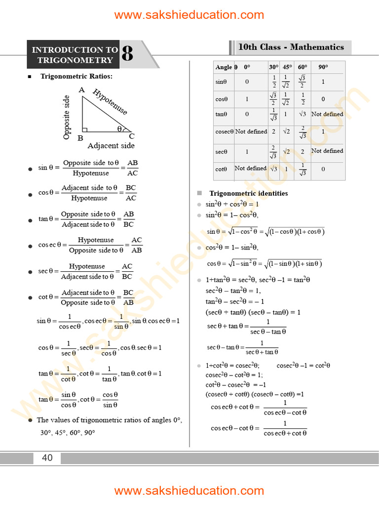 8 Introduction To Trigonometry Pdf Trigonometry Elementary