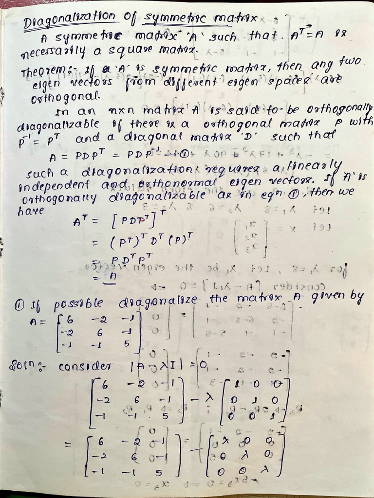 Diagonalisation of Matrix | PDF