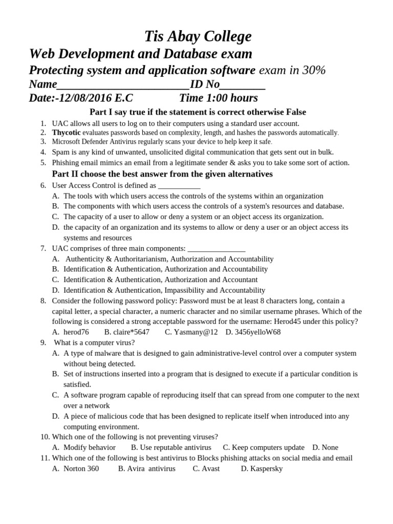 Web Development & Security Exam Guide | PDF | Computer Virus | Malware