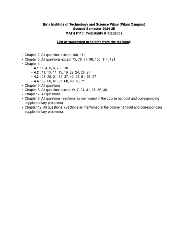 Suggested Problems | PDF