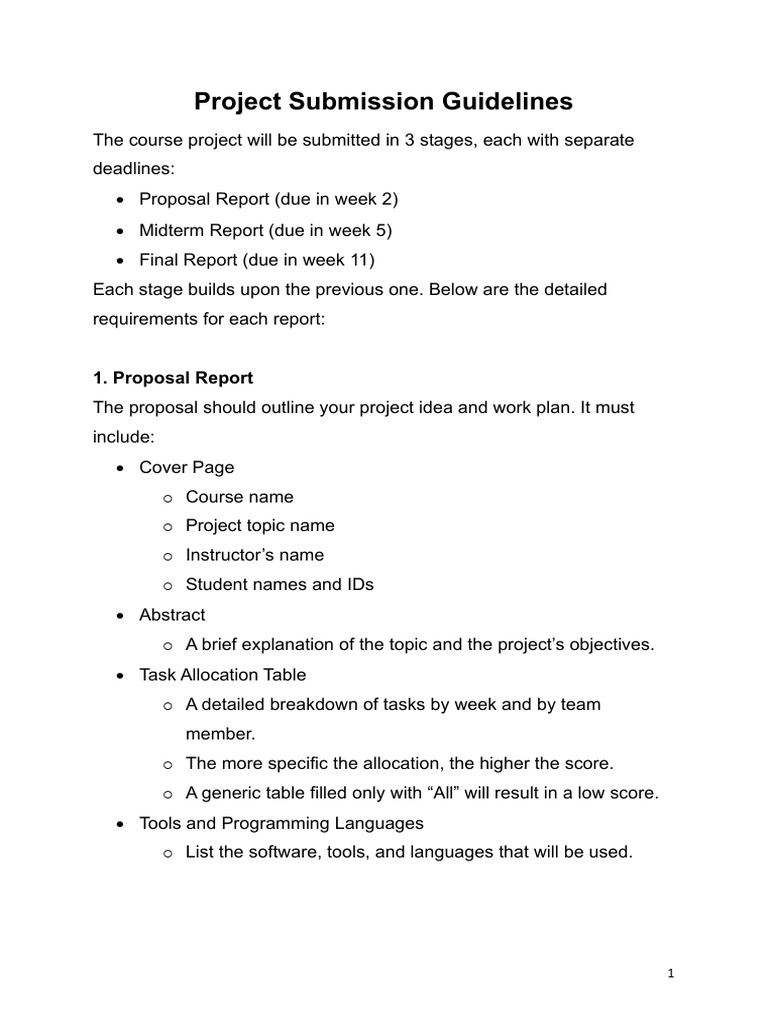 Project Submission Stages and Requirements | PDF