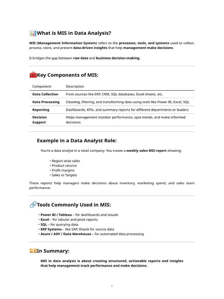 Understanding MIS in Data Analysis | PDF | Data Analysis | Information ...