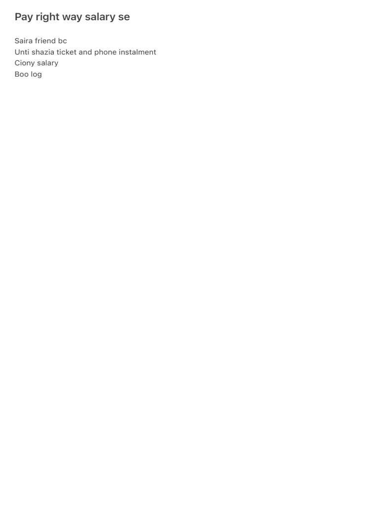 Pay Right Way Salary Se | PDF