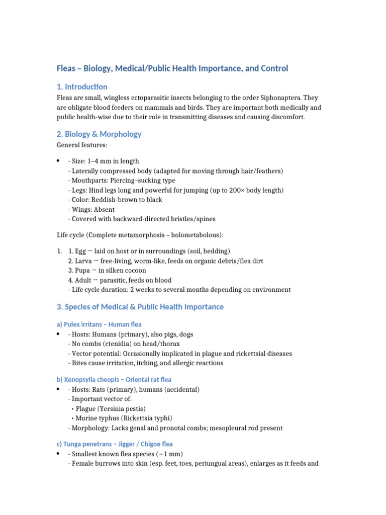 Medical Importance of Fleas | PDF