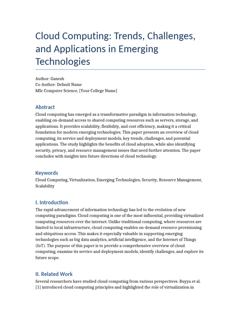 Cloud Computing IEEE Paper | PDF | Cloud Computing | Computing