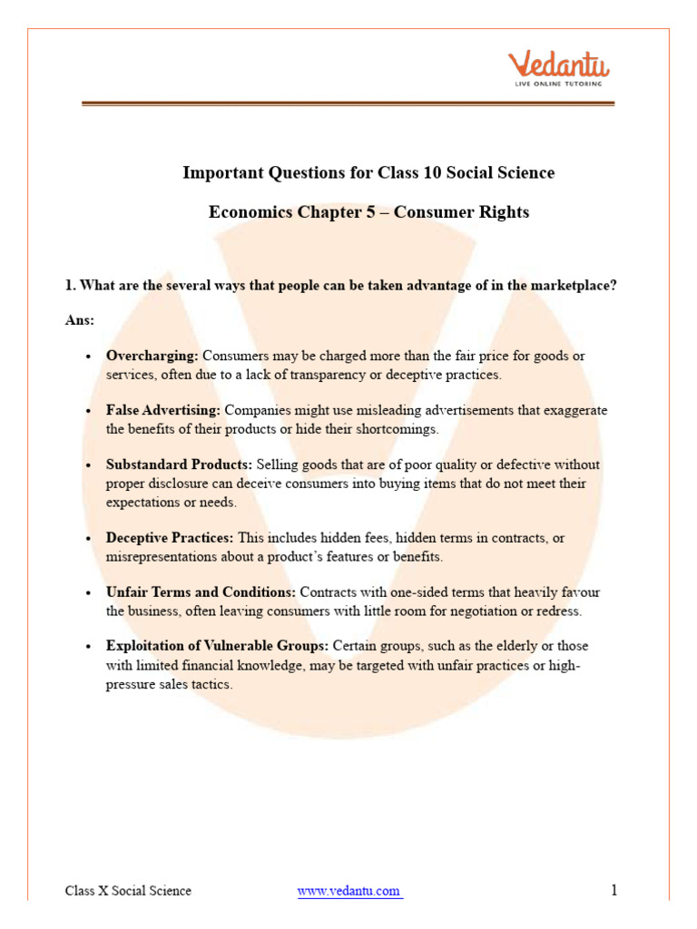 Class 10 Consumer Rights Guide | PDF | False Advertising | Consumer ...