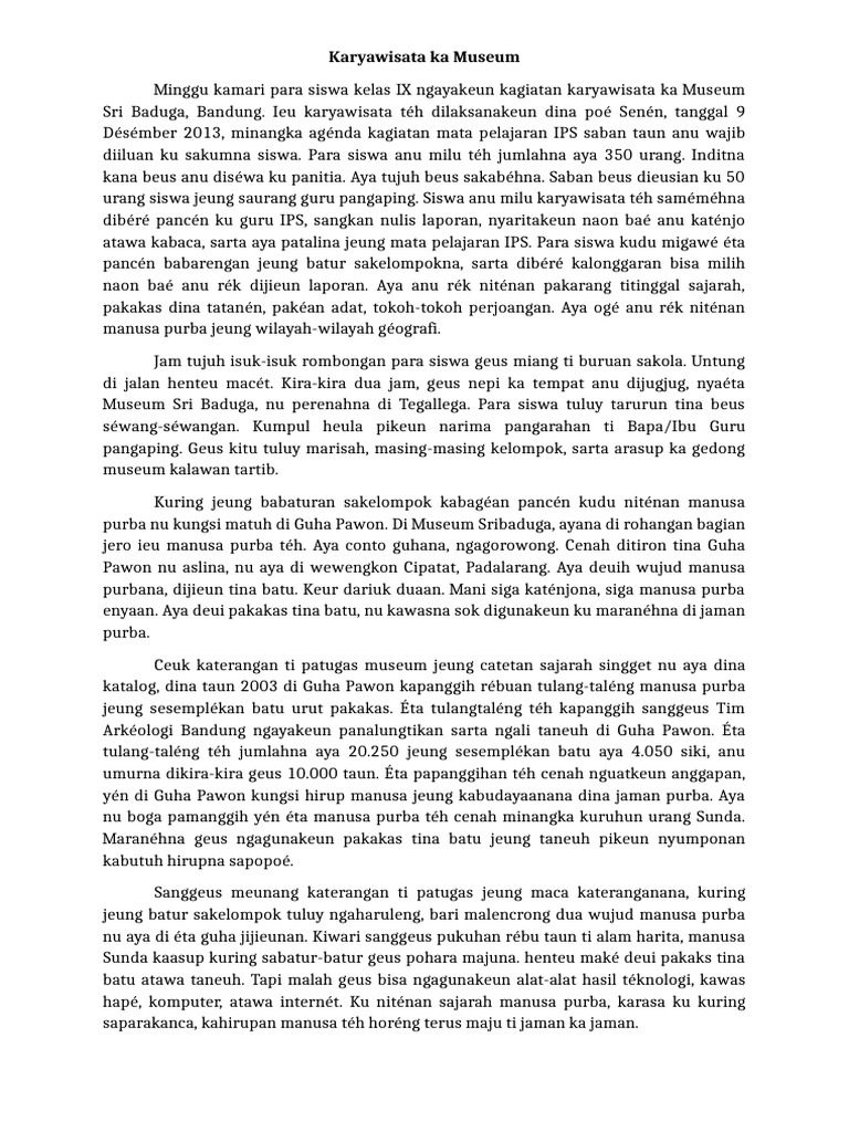 Carpon Bahasa Sunda Karyawisata Ka Museum | PDF