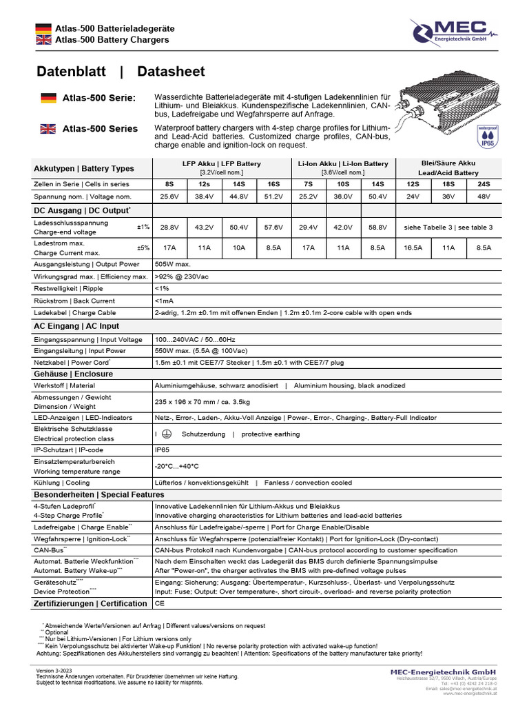 MEC Atlas-500 DataSheet V3-2023 | PDF