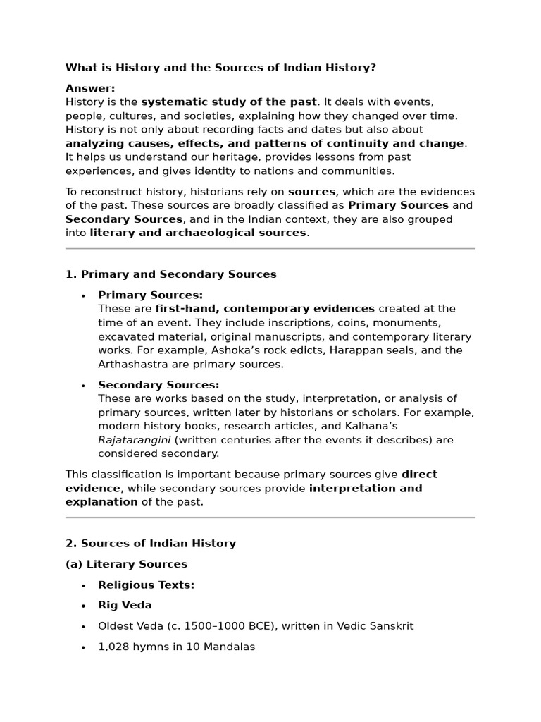 What Is History and The Sources of Indian History | PDF | Vedas | Ashoka