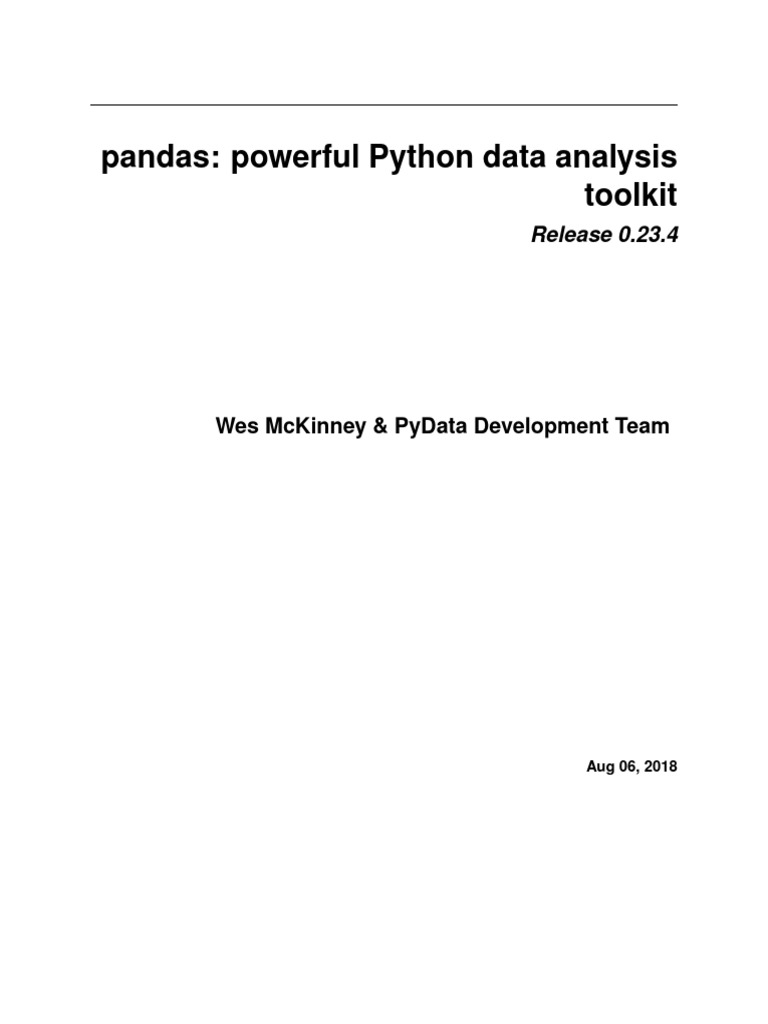 Pandas Python Data Analysis Toolkit 0.23.4 | PDF | Method (Computer ...