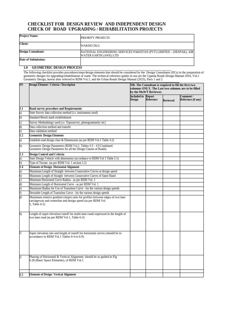 Geometric Design Checklist for Roads | PDF | Intersection (Road) | Road ...