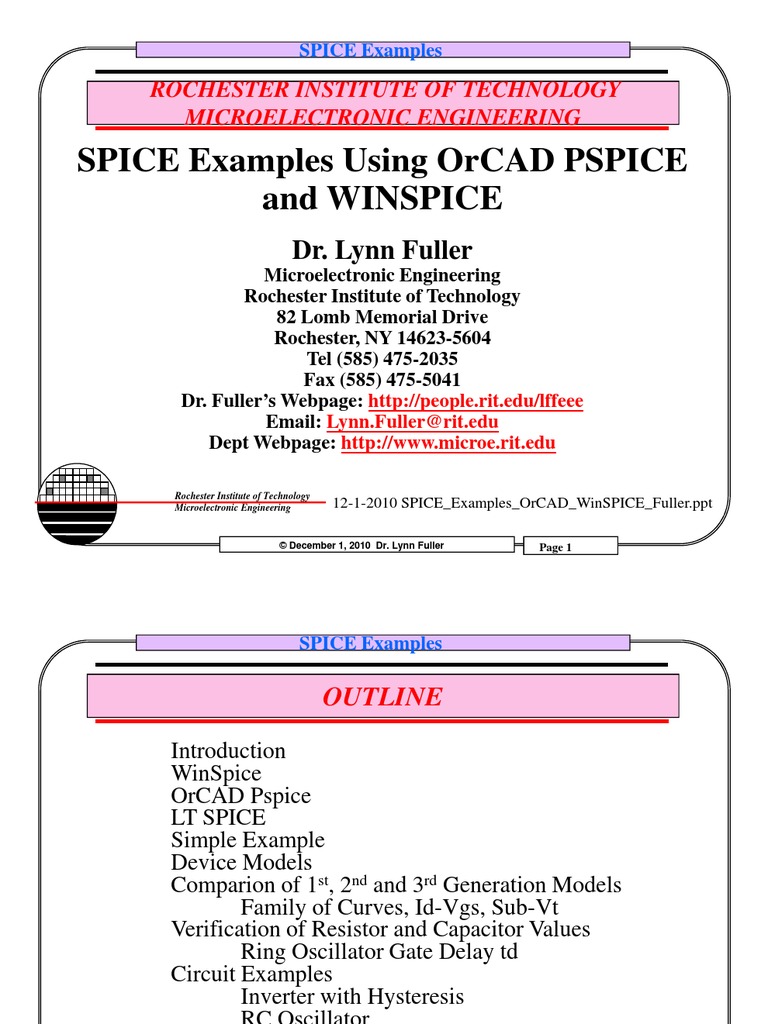 Spice Examples Orcad Winspice Fuller PDF Spice Electrical Network