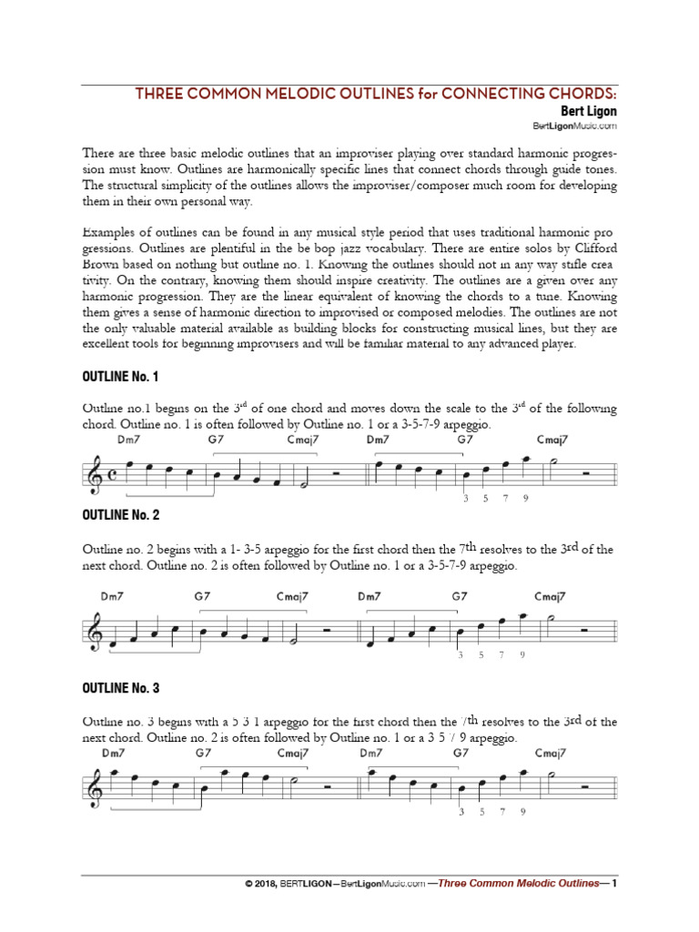 Three Melodic Outlines for Improvisation | PDF | Chord (Music) | Harmony