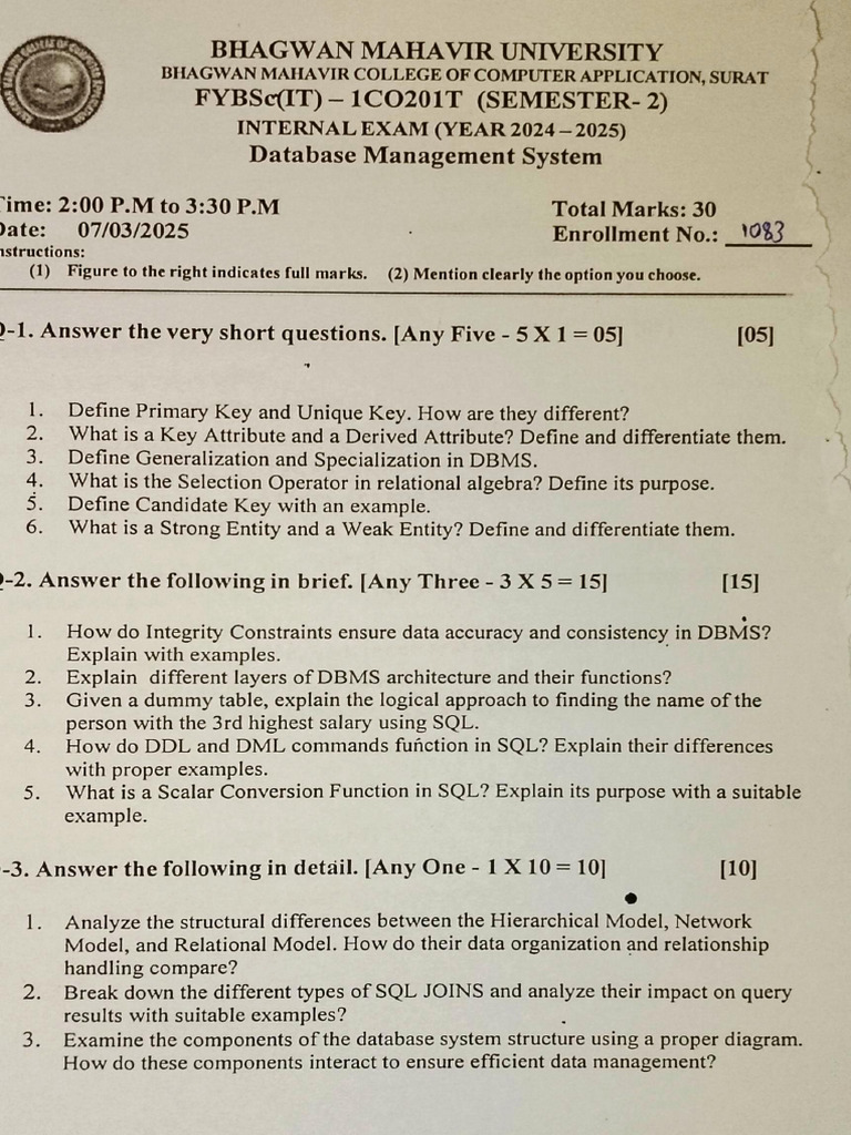 Sem 2 Internal Paper | PDF