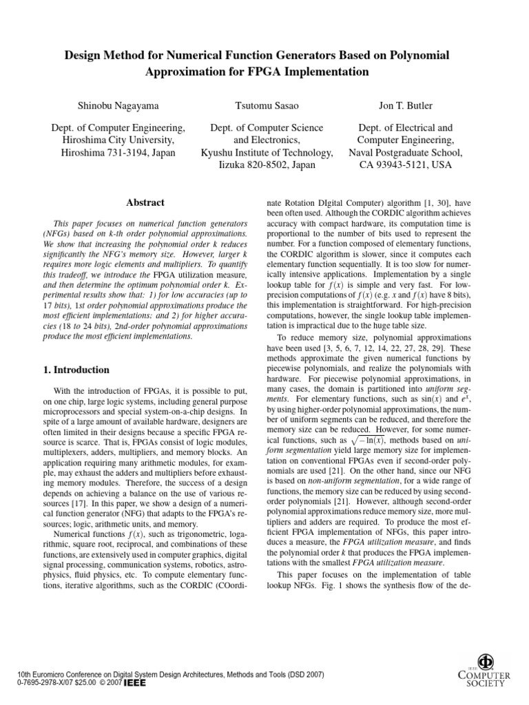 FPGA Numerical Function Generators Design | PDF | Field Programmable ...