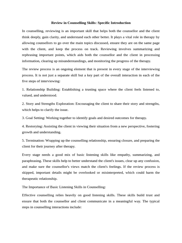 Review in Counselling Skills SI | PDF | Empathy | Psychotherapy