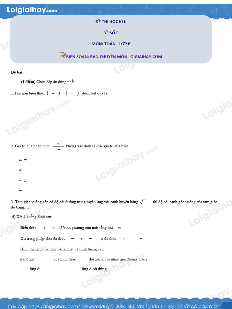 De So 5 de Kiem Tra Hoc Ki 1 Toan 8 1671597768 | PDF